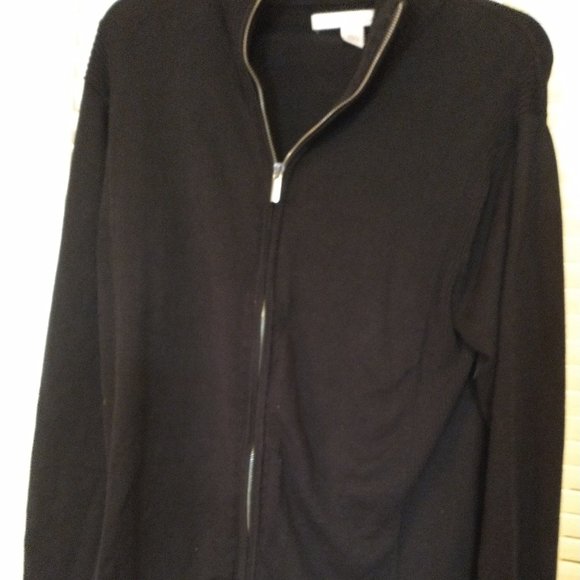 GREAT SHAPE  Kenneth Cole black zip up sweater jacket sz M long sleeve c… - Picture 1 of 5